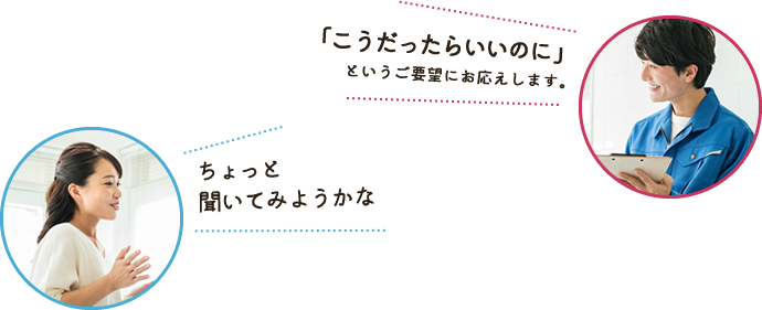 「こうだったらいいのに」というご要望にお応えします。 ちょっと聞いてみようかな