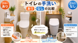 手洗い有りと無しのトイレ